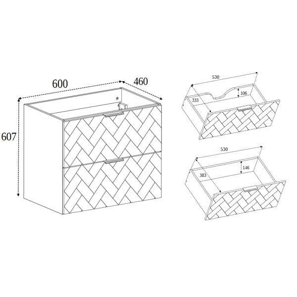 Szafka pod umywalkę 60 cm wisząca Czarna TREND, Rodan